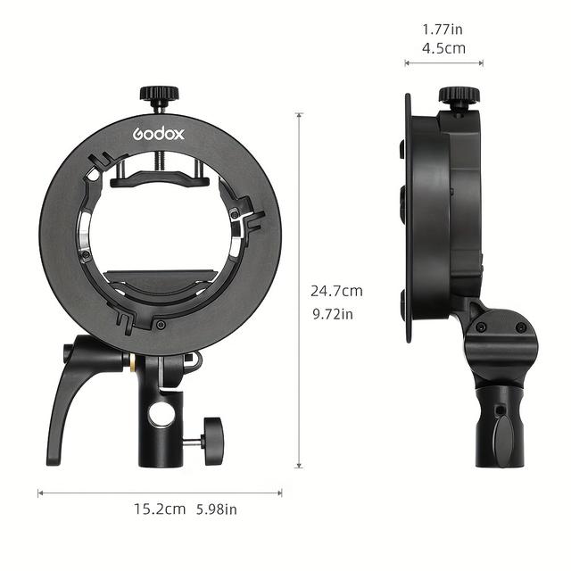 TEMU 1 Stück Godox S2 Universal S-Typ Halterung, ABS-Material, kompatibel mit V1/V860II//AD400PRO , Foto-Schirmhalterung für Studiobeleuchtung