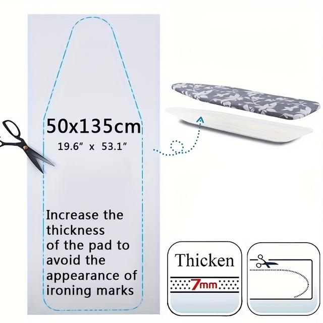 TEMU Strykbrädesdyna i järn - Förtjockat, ventilerande strykbrädesöverdrag med halkfri yta, kompatibelt med alla strykjärn och ångstrykare