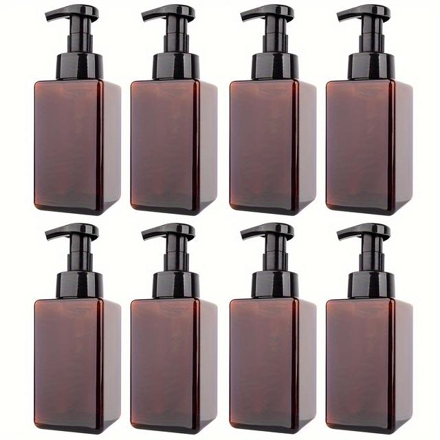 TEMU 8개 세트 450ml 호박색 & 투명 거품 비누 디스펜서, 리필 가능한 플라스틱 펌프 병 - 액체 비누, 샴푸, 바디워시용; 욕실 및 주방 싱크대용 빈 플라스틱 핸드 소프트 폼 디스펜서|싱크대