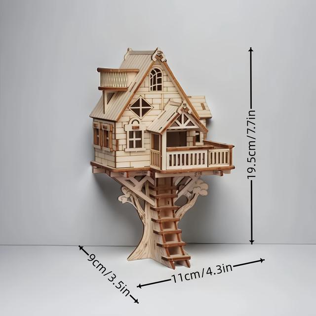 TEMU Exquisite Wooden 3d Treehouse Puzzle Set Model - Modeling - Decoration - Enhances Skills - A Great Birthday Gift, A Christmas Gift Set For .