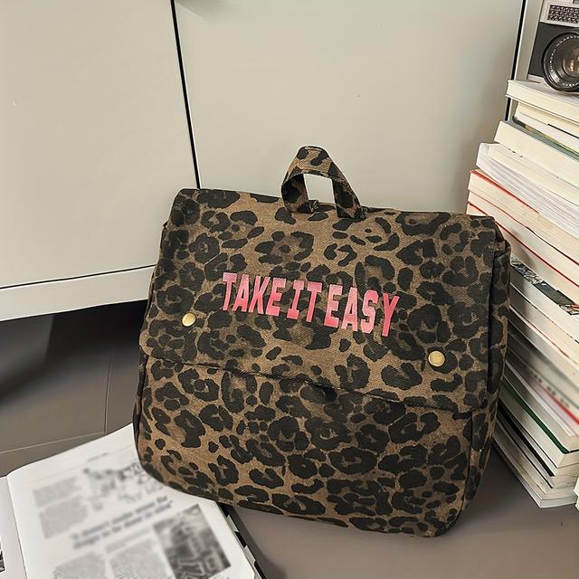 TEMU Sac à dos tendance à imprimé léopard pour femmes, avec et cordon de serrage, grand sac de voyage de grande disponible en couleurs, parfait élégantes et les étudiantes.