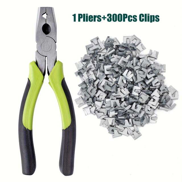 TEMU 1pc Alicate de Gaiola com 300pcs Clipes de , Alicate para Galinhas e Aves, Alicate de para Cercas de Porcos, Clipe C para Gaiolas de , e