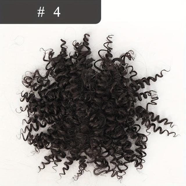 TEMU Elastic Rubber Band Extensions For Women Featuring Synthetic Afro Curly Hair Bun Clips Made From High-temperature Fiber, Suitable For Girls