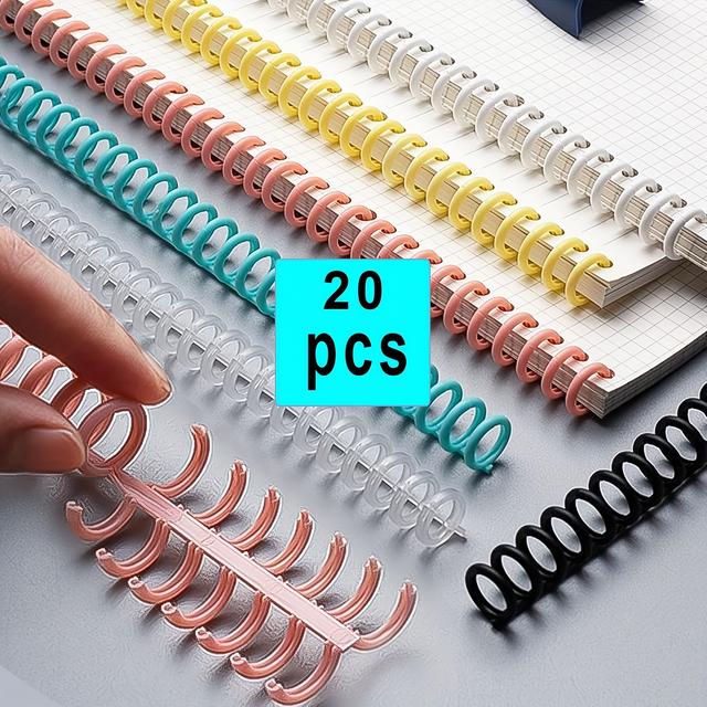 TEMU 20pcs Multicolor Plastic Spiral Binding Combs, Suitable For A4 Paper With 30-hole Punching Rings, Adjustable Length Of 11.02 Inches, Ideal For Notebooks, Calendars, And Documents