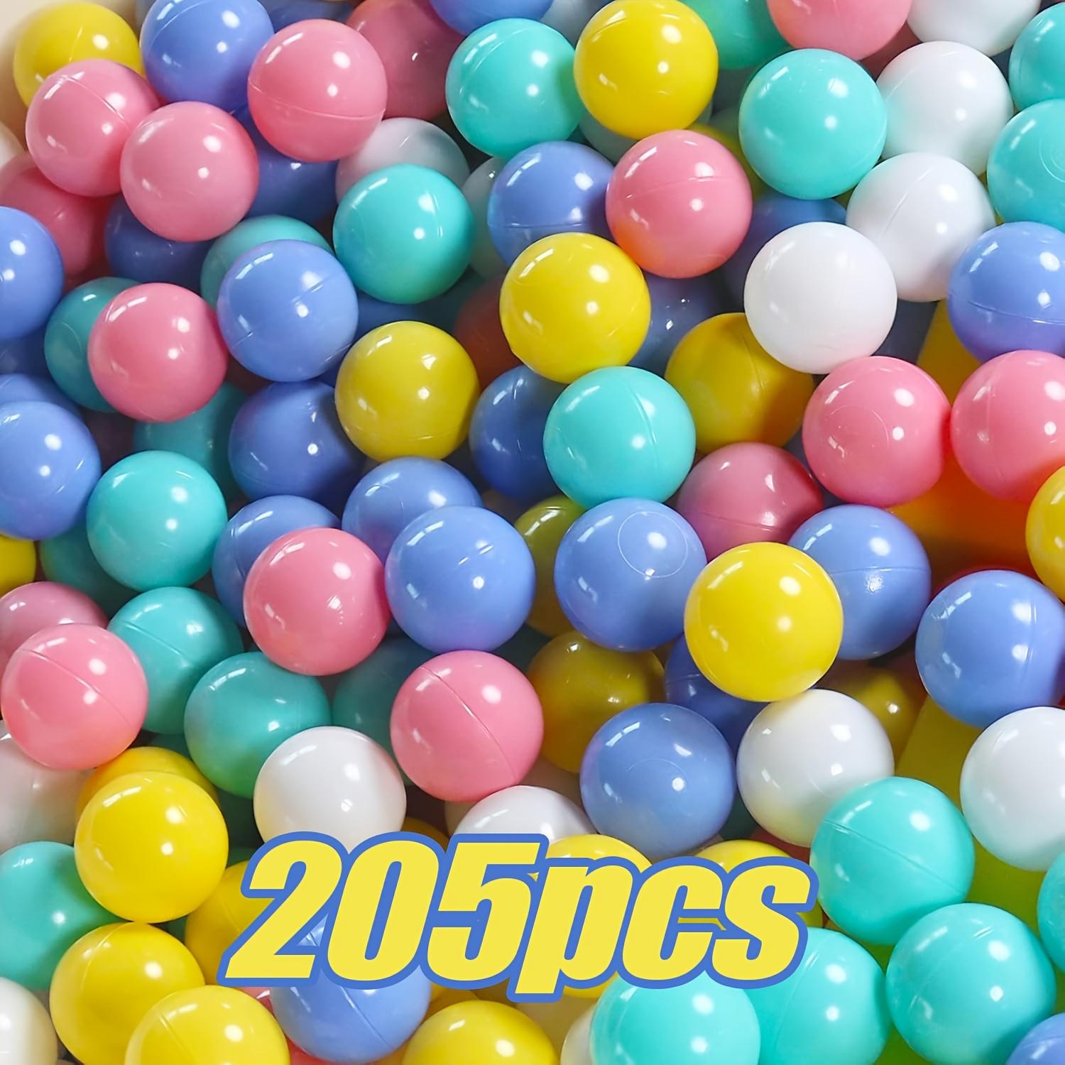 TEMU 205pcs Of Crush-proof Plastic Balls For Infants And Toddlers, In 5 Vibrant Colors, Complete With A Zippered Storage Bag, Suitable For Water Play And Pools