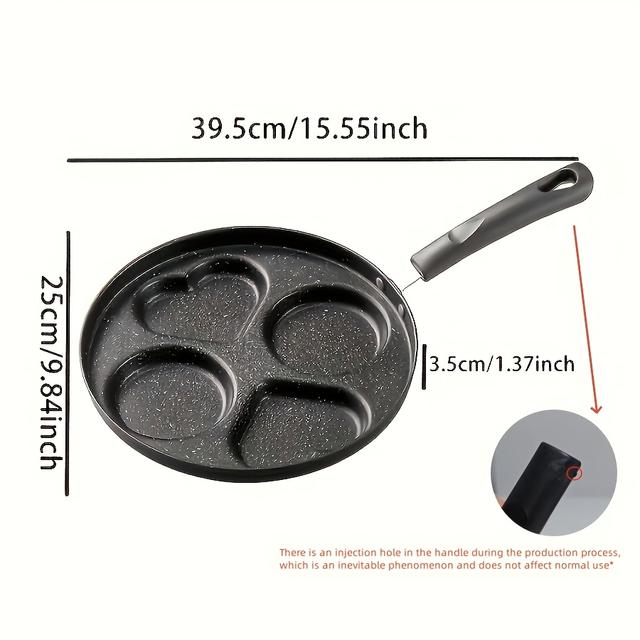 TEMU 1pc Ldq Cast Iron 4-grid Frying Pan, Multi-functional Breakfast For Eggs, Pancakes, Hamburgers, Pizzas, Desserts, Food-safe, Uncharged, Ideal For Home & Restaurant Use
