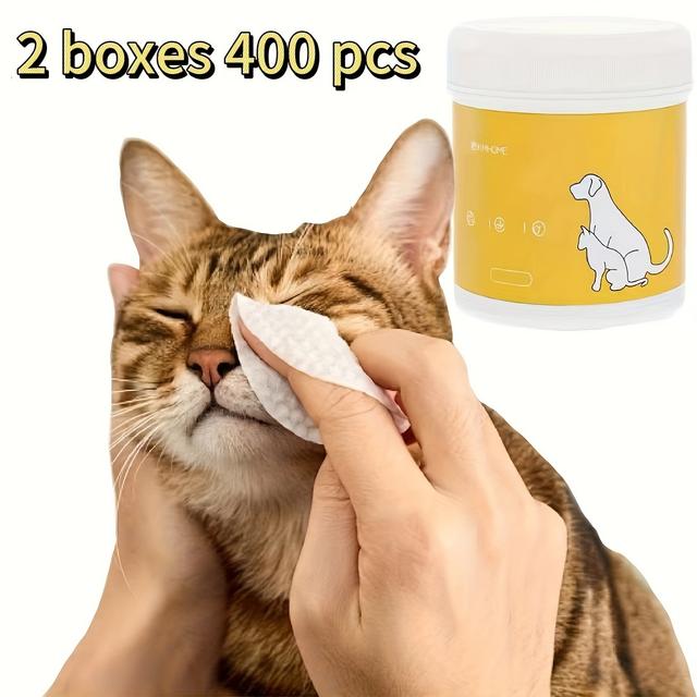 TEMU Cubidupi 2 Boxes Of 400 Gentle Pet Eye Wipes - Tear Stain Remover - Soothing Cleanser For Eye Care, Halloween, Christmas And Thanksgiving Decorations