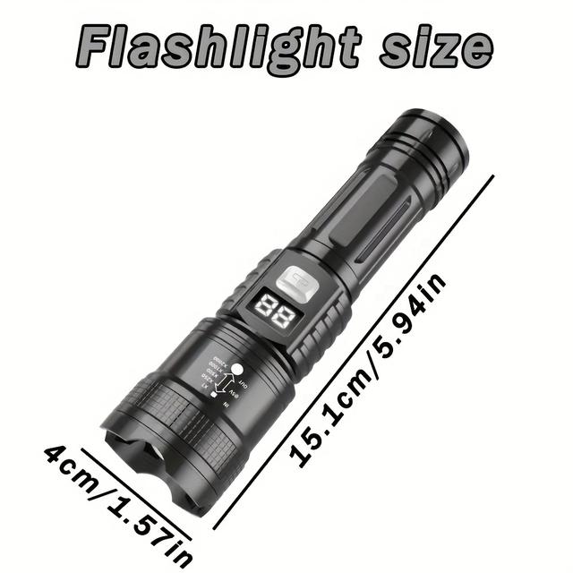 TEMU 1pc/2pcs Versatile Zoom Tactical Torch - Handheld Light - Portable Emergency For Outdoors - Usb Reverse Charging - Long-range High-lumen Torch, Ideal For Camping, Fishing, And