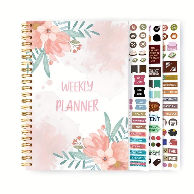 TEMU Planejador Semanal - Caderno de de Tarefas para Organizar Facilmente Agendas e Aumentar a Produtividade na Escola ou no Trabalho - Acessórios para Faculdade ou Escritório com Adesivos