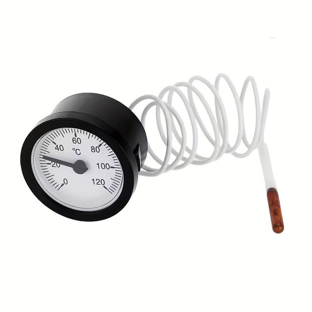 TEMU Professional Dial Thermometer - Capillary Temperature Meter (0-120℃ Suitable For Water/oil With 1m Probe)