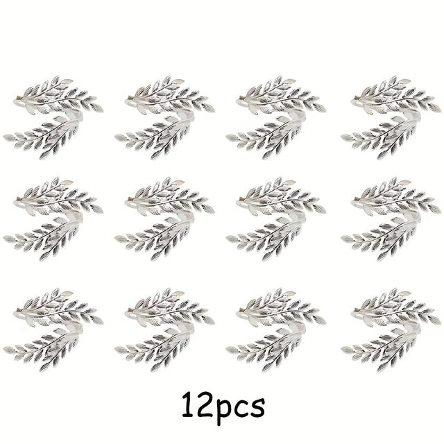 TEMU 12er-Set Western-Restaurant-Simulation Goldene Weizenähren Serviettenringe, Tischdekoration