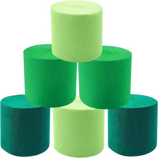 TEMU Green Crepe Paper Streamers, 492 Feet, 6 Rolls, Perfect For Spring Party Background Decoration, Green-themed Birthday, Wedding, Baby Shower, And 's Day Hanging Party Decor