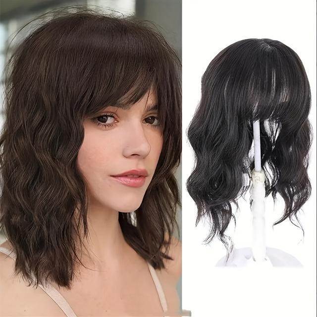 TEMU 14-Zoll Vierfarbiges Wasserwellen Lockiges Haar Top Piece zur Abdeckung Grauer Haare, ein Dünner Haarteil für die Krone, ein Top Piece mit Wasserwellen-Textur zur Verdeckung von Haaren.