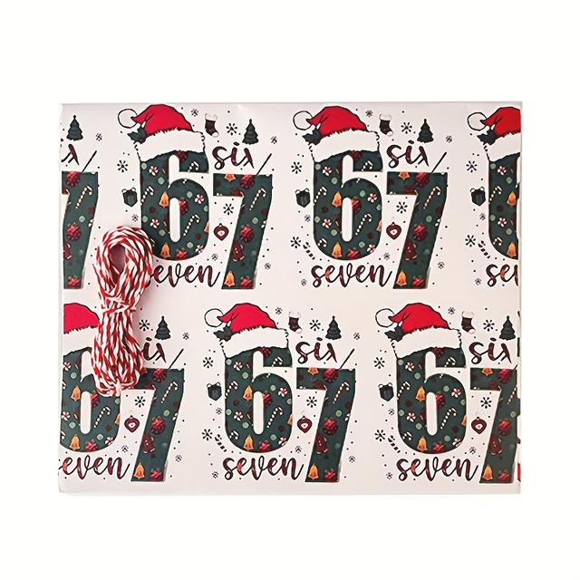 TEMU 67 Meme Christmas Wrapping Paper With Number 67 Joke - Funny Teen Humor Gift Wrap, Meme-themed Party Packaging For 6 & 7 Year Olds, Unique Number 67 Design For Birthdays & Holidays