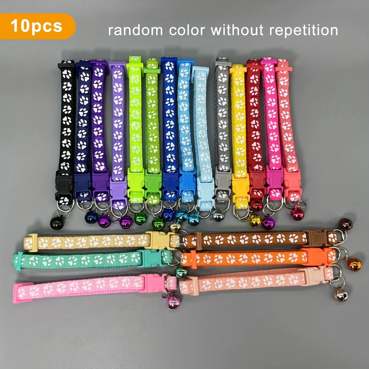 TEMU 10pcs Of Pet Collar Patches With Bells - Vibrant Colors, Featuring Single Paw Print Patterns, Suitable For Dogs And Cats