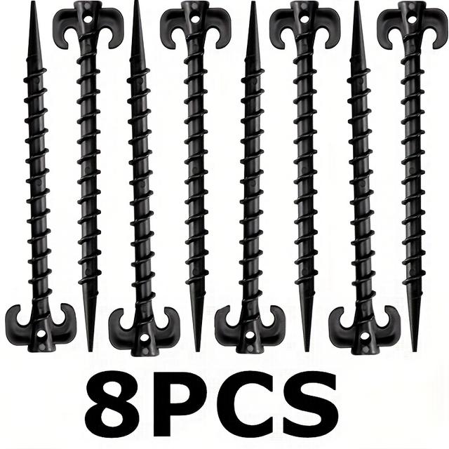 TEMU 4/8/12/18/24/30pack Plastic Tent Stakes Heavy Duty, Stakes For Beach 7.9 Inch Screw In Tent Stakes Spiral Ground Anchors Tent Pegs Canopy Stakes For Inflatables Outdoor Camping Hiking Garden Lawn