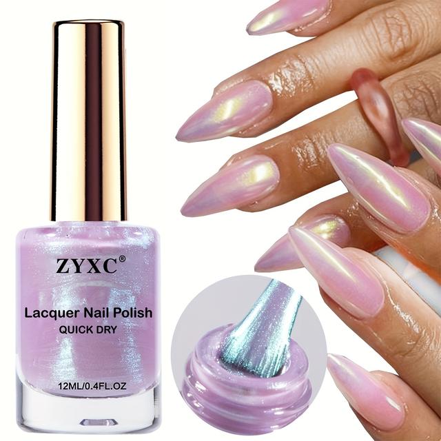 TEMU Holografikus Körömlakk, Világoslila Gyorsan Száradó Légben, 12 ml Magas Fényű Csillámoló Olajalapú Körömfesték, Króm Rózsa Lakko Manikűrhöz és Művészeti Körömdesignhoz