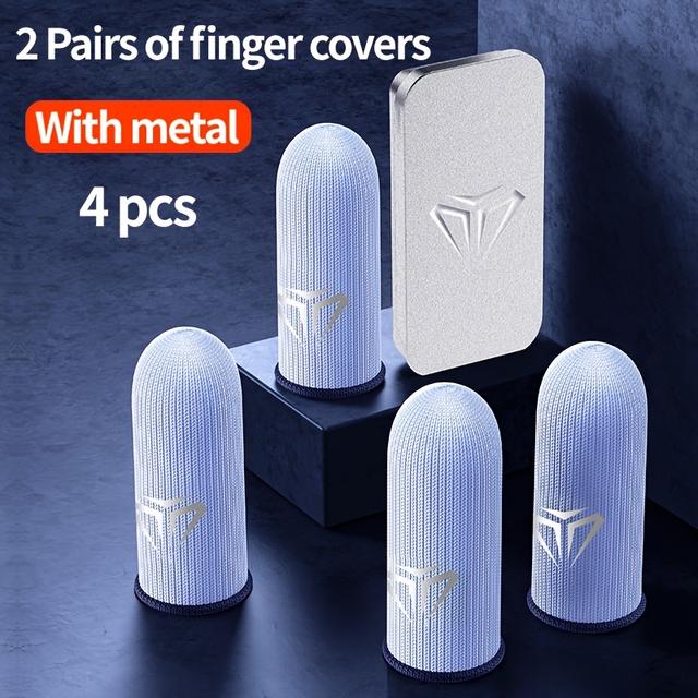 TEMU 4pcs Gaming Finger Sleeve, With Metal Box, Game Controller Sweatproof Breathable