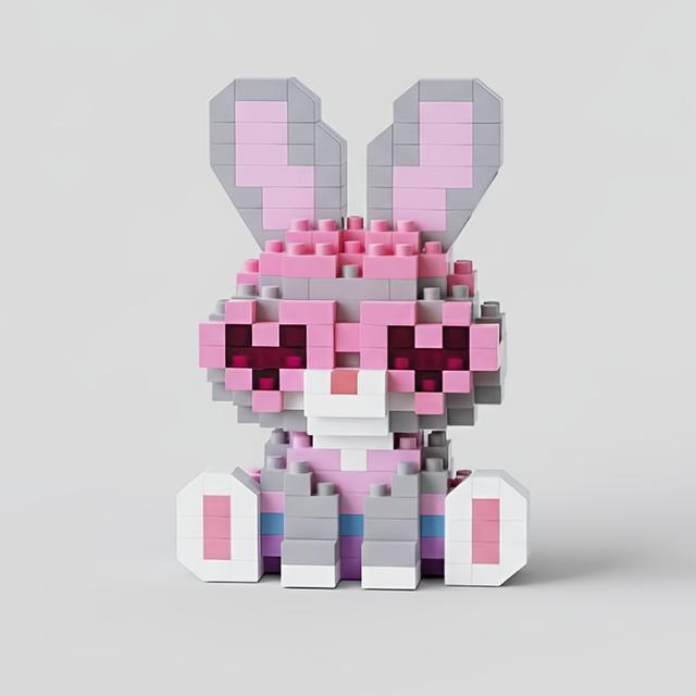 TEMU Kanin Byggklossar Set | Lämplig för Alla Hjärtans Dag, Jul, Nyårspresenter, Dekorera Sovrum, Vardagsrum, Kontor - Ljusrosa ABS Material