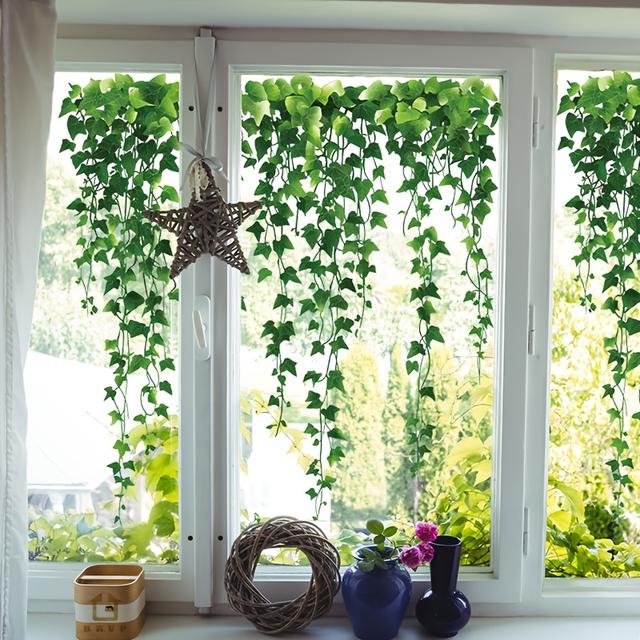 TEMU Watercolor Leaf And Vine Static Clings Window Sticker For Bedroom And Living Room Decoration, , Double-sided Visibility