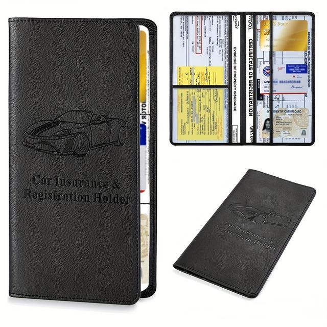 TEMU Car Registration & Insurance Card Holder For Men And Women, Auto Glove Box Organizer Document Wallet Leather Manual Folder