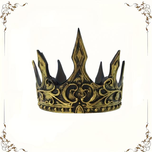 TEMU 1pc King' - Adjustable Royal Tiara For Adults, Medieval Costume Accessory, Ideal For Birthday, Halloween, Christmas Party, Prince Cosplay, , Masquerade Decoration - Only, No Feathers, Crown Tiara