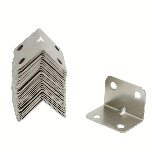 TEMU 50pcs Of Right-angle Brackets, Used For The Construction Of Furniture, Tables, Chairs, Cabinets, And Shelves, Featuring 90° L-shaped Metal Connection Supports