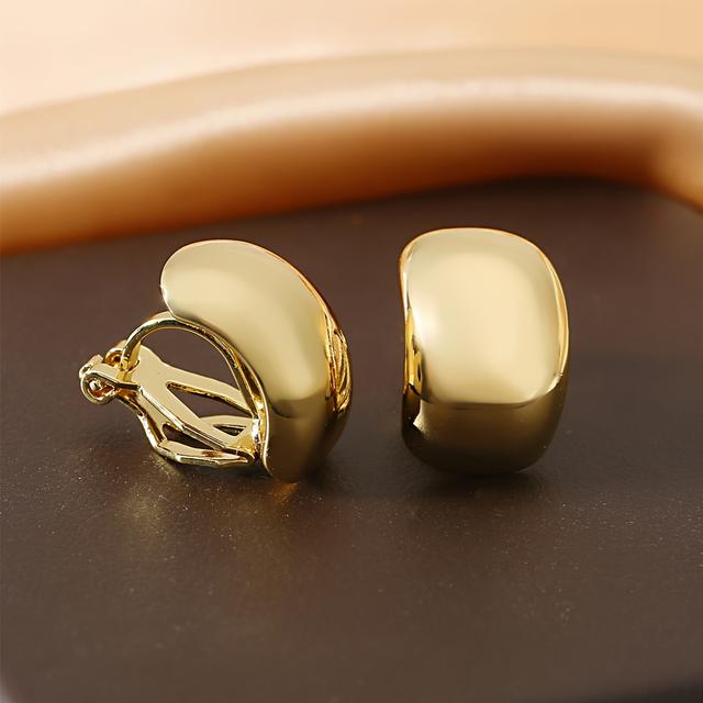 TEMU 1 Pair, European Style Simple Elegant Copper Semi-arc Ear Clips. Unisex Earrings Suitable For Men And Women's Festive Parties, Christmas, Thanksgiving, Daily Wear Jewelry