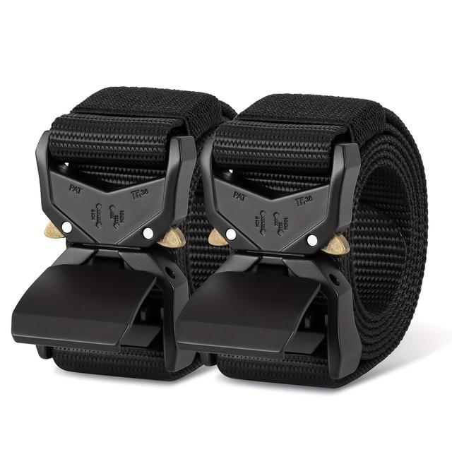 TEMU 2pcs Belt Heavy Duty Adjustable Style Nylon Belt With Al Alloy Quick Release Waistband