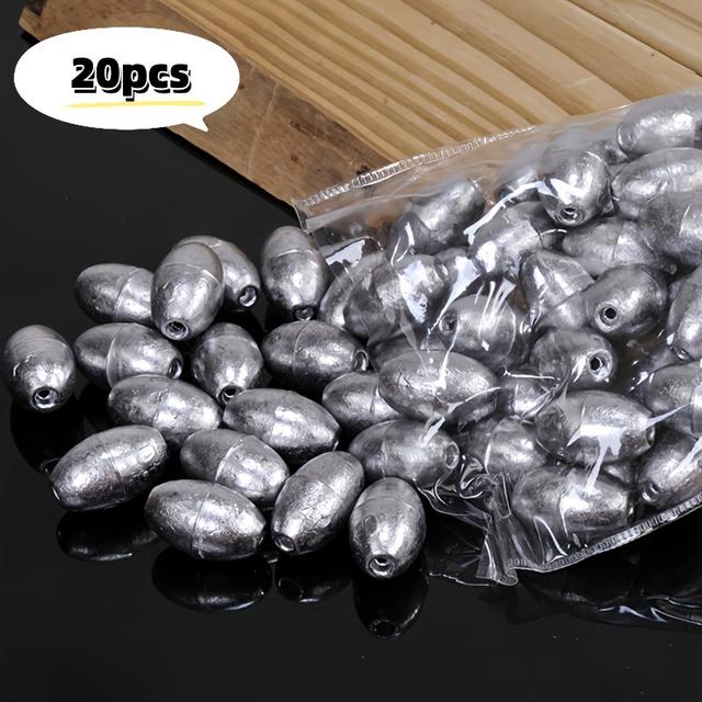 TEMU 20pcs 2g Fishing Weight Sinker Fishing Olive Shape Rig Sinkers Fishing Weights Split Shot Sink Fishing Tackle Tool Accessory
