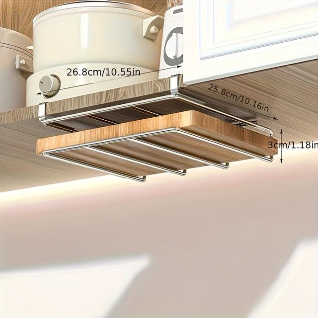 TEMU 1개 - 도마, 종이 타월 및 냄비 뚜껑용 캐비닛 하부 수납 선반 - 쉽게 꺼내고 정리할 수 있는 내구성 있는 서랍형 디자인, 블랙/실버 프레임