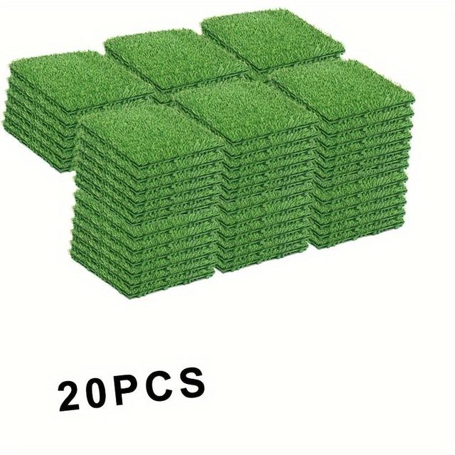 TEMU 20/26pcs Artificial Grass 3cm/1.18in Plastic Grass Fiber With Drainage Holes/ Lawn Suitable For Outdoor Patio, Playground, Yard And Home Decoration, Soft Grass Fiber Friendly - And Remove