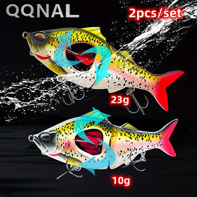 TEMU QQNAL قطعتين 10 جرام/23 جرام مع طعم بروفريل - طعم صناعي بيونيك غاطس بيكسلي صلب متعدد المفاصل لصيد سمك المياه العذبة والمالحة والتراوت والباس والبيك، أدوات صيد ممتازة