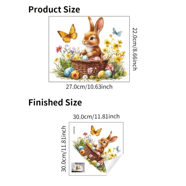 TEMU 1 Pvc Self-adhesive Waterproof Removable Toilet Lid Decal | Easter Decor With Happy Basket, Egg, Rabbit, Flower, Pattern, Suitable For Bathroom, Home, Living Room, Refrigerator Decor