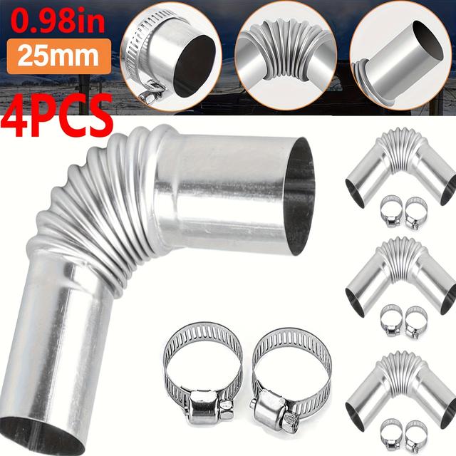 TEMU 1/2/4pcs Heater Exhaust Pipe, Stainless Steel 24mm/ 0.98in Parking Air Heater Exhaust Pipe Tube Elbow Connector For Eberspacher Boat Heater Inch Exhaust Pipes And Tips