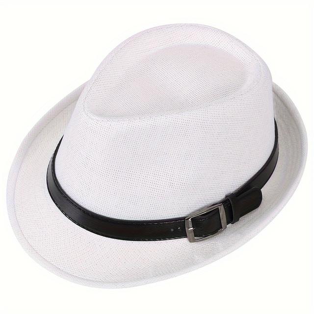 TEMU Paper Fedora Hat With Adjustable Inner Band And Upf 50+ Sun Protection For Outdoor Activities And Beach Vacations