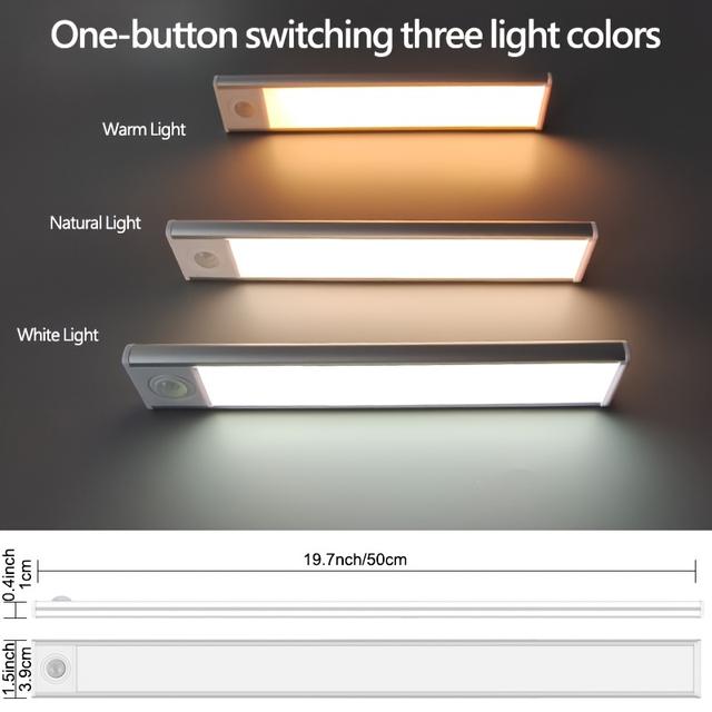 TEMU Aluminum Indoor Cabinet Light With Motion Sensor, 3-color Temperature Adjustable Wall Closet Light For Hallway, Stairs, Drawers, Wardrobe