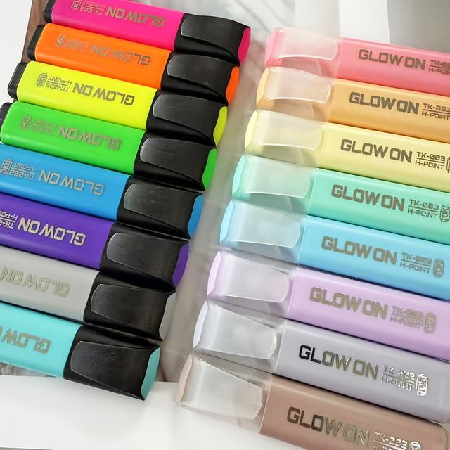 TEMU 16 Colors Highlighter Pens Combo-8pcs Bright Colors&8pcs Pastel Colors Set, Chisel Tip Marker Pen Journaling School & Office Supplies