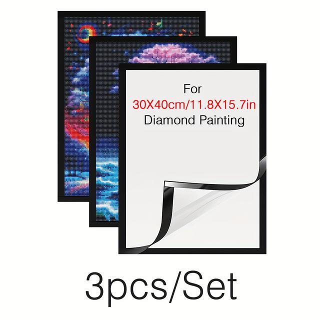 TEMU 3pcs Magnetic Diamond Painting Frame, Suitable For 11.8x15.7inch/30x40cm Diamond Painting, Your Photos Into Stunning 5d Diamond Paintings With Magnetic Frames.