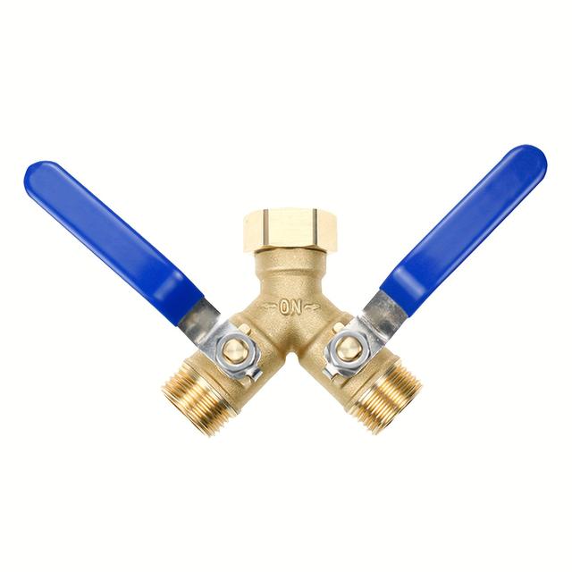 TEMU Garden Hose Splitter 2 Way Heavy Duty, Brass Faucet Adapter With Long Handle For Gardening Water Hose Shut Off Valve Hose Connector Fittings Outdoor Water Spigot Hose