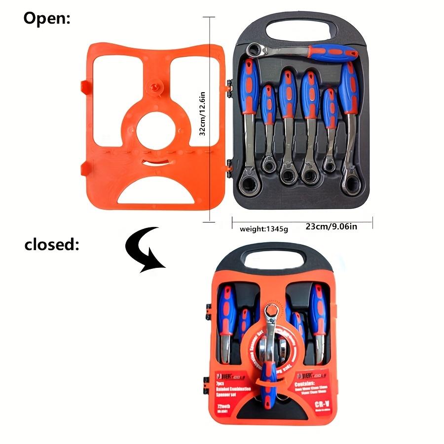 TEMU 1 Set Of 7pcs Ratchet Wrenches, Multi-specification, Ratchet Can Adjust , Handle Has Comfortable Grip And Is Non-slip, Quick Lock Mechanism, Mechanical Operation, Non-electric Power Supply