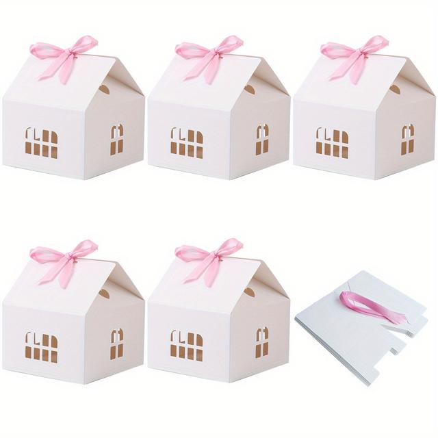 TEMU A Set Of 6 House-shaped Gift Boxes With Ribbons, Perfect For Snacks, Or Fancy To Give As Gifts