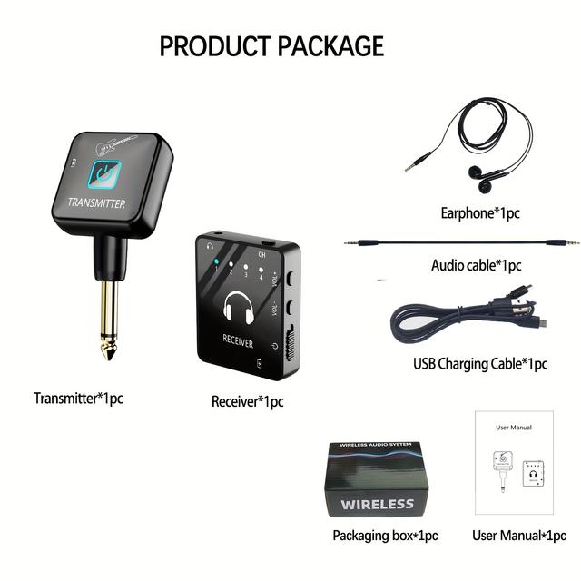TEMU 2.4g Wireless In-ear Monitoring System With A Transmitter And Clip-on Receiver, Designed For Automatic Pairing With In-ear Studio Monitors, Guitars, Djs, And Live Performance Monitoring