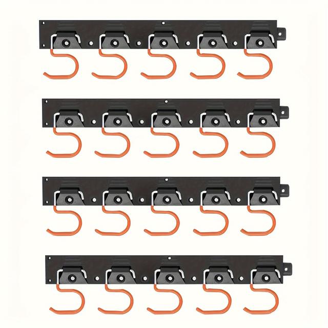 TEMU 4er-Set Gartengeräte-Organizer aus Metall, Verstellbare Wandorganizer und Aufbewahrung für die Garage, Wandhalter mit Haken für Besen, Rechen, Mopp, (4 Stück)