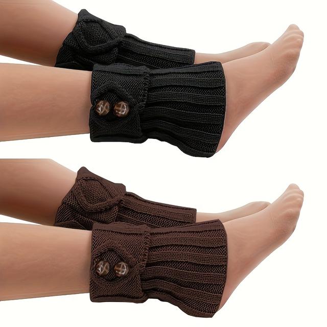 TEMU /4 Pairs Of Women's Short Socks, Leg Warmers, Unique Stacked Design For Winter , Perfect Christmas Gift For