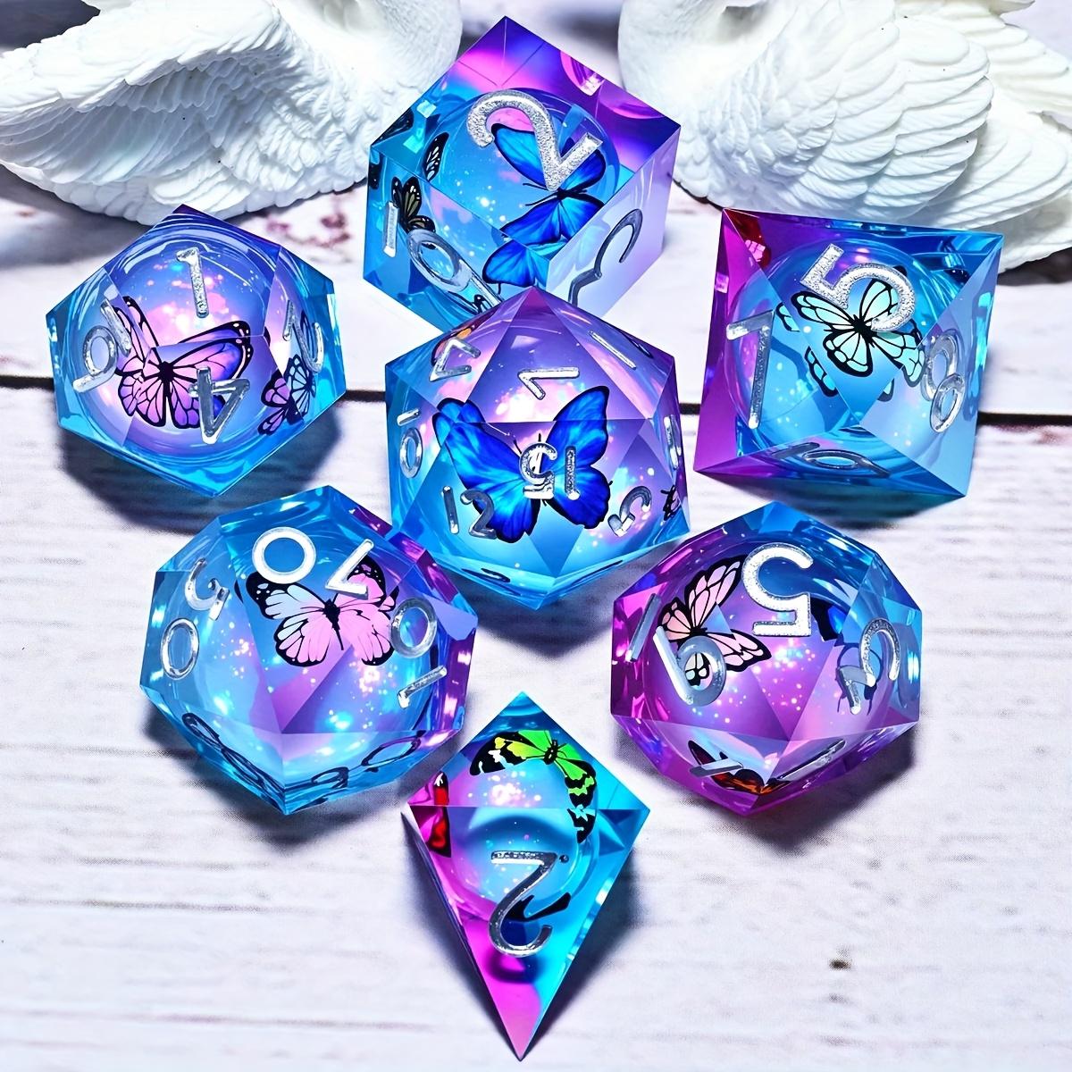 TEMU Dnd Resin Dice 7pcs Set, Handmade , Suitable For Prg Role-playing Games, Mtg Board Games D&d Christmas Halloween, Thanksgiving, And Easter Birthday Party Discounts