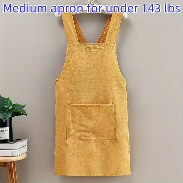 TEMU 100% Cotton Solid Color Apron - -friendly Woven Fabric, Adjustable Straps, Large Pocket, Unisex For Men And Women Under 154 Lbs