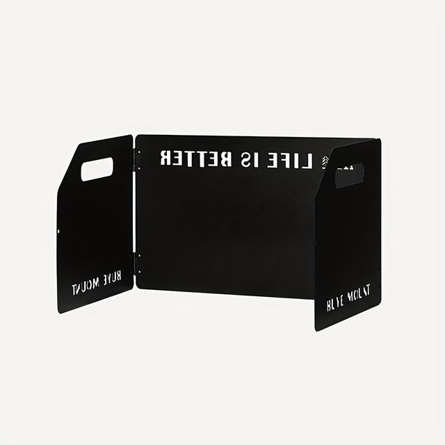 TEMU Écran de Protection Contre pour Réchaud de Camping Portable Extérieur - Écran Pliable en Géométrique Noir avec Poignée, Idéal pour les - et Feux de , Accessoires de Gril Portables