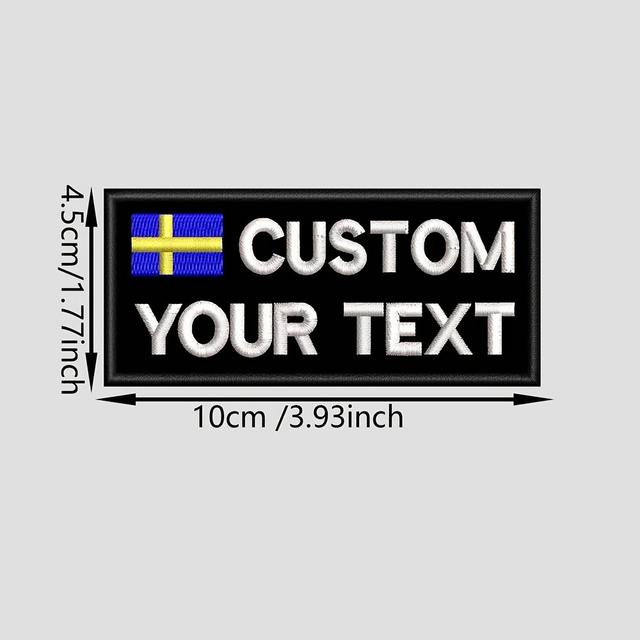TEMU 1 Custom Swedish Flag Tactical Embroidered Patch, Custom 2-line Personalized Name Text Patch, Chest Badge Armband With Hot Melt Adhesive And Hook & Loop Backing