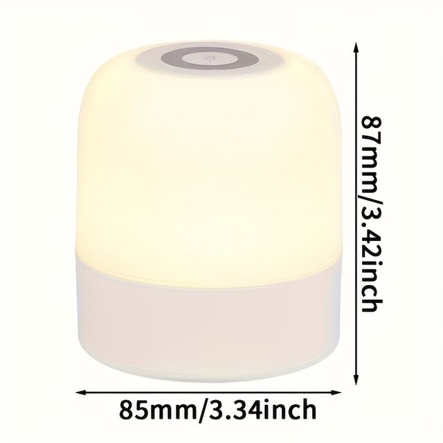 TEMU Portable Led Touch Table Lamp, Rechargeable Via Usb-c, Adjustable Brightness (30%-100%) And 3 Color (warm/natural/cool) - 1 Month , Control, -free, Suitable For Bedrooms.